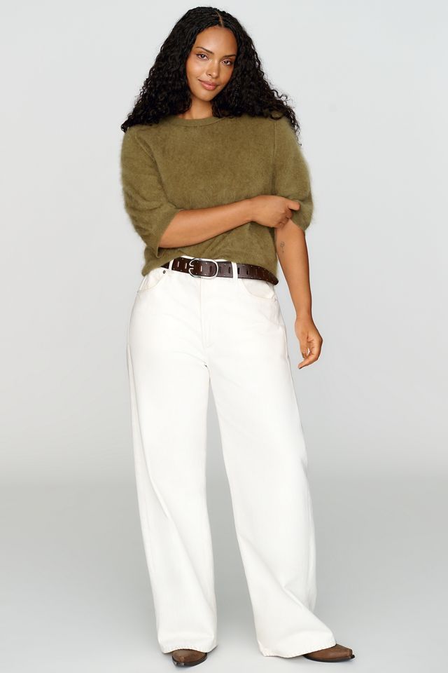 Pilcro Kaia 100% Brushed Cashmere Short Sleeve Sweater | Anthropologie