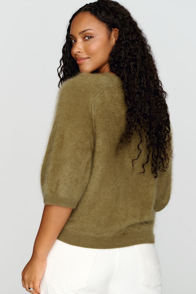 Pilcro Kaia 100% Brushed Cashmere Short Sleeve Sweater | Anthropologie