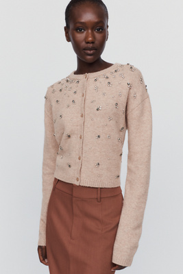 Maeve Wool Blend Beaded Cardigan by Anthropologie