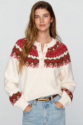 Pilcro Cotton Wool Blend Henley Sweater by Anthropologie