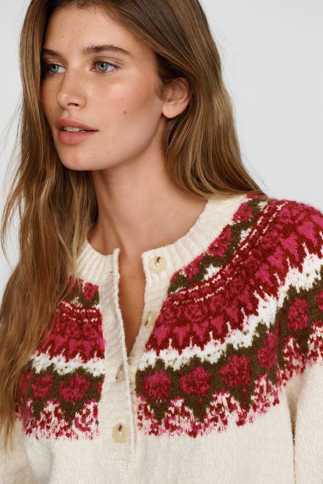 Pilcro Cotton Wool Blend Henley Sweater #1