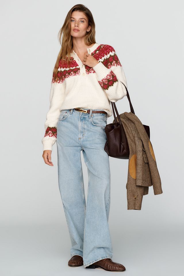 Pilcro Cotton Wool Blend Henley Sweater #2