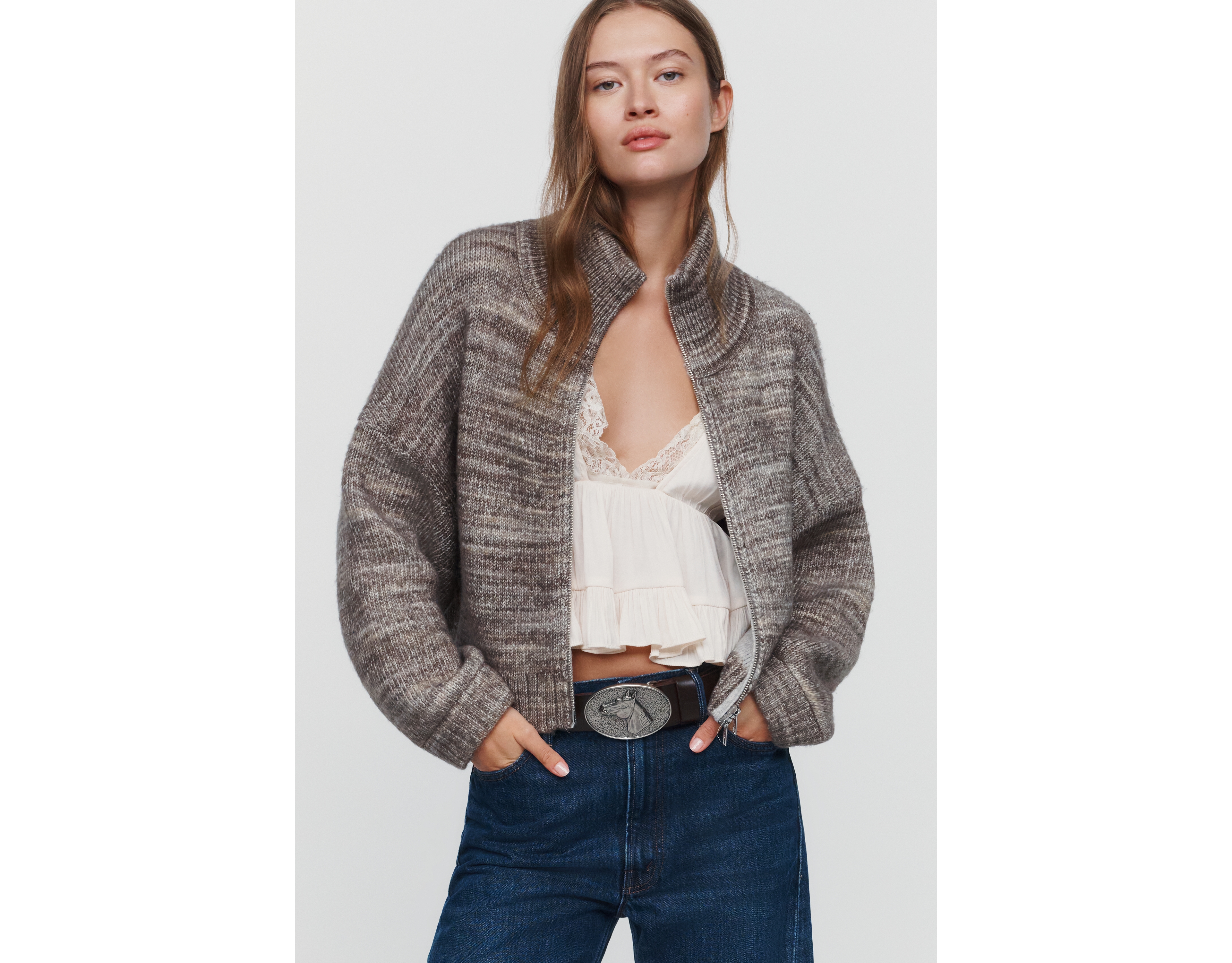 Pilcro Cotton Wool Blend Funnel Neck Sweater