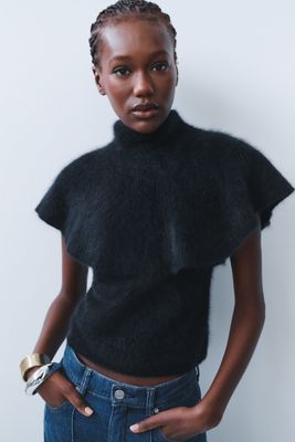 Maeve 100% Brushed Cashmere Capelet Sweater