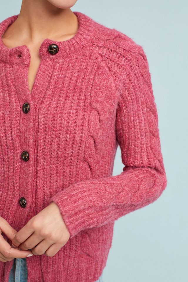 Cabled Button-Front Cardigan #2