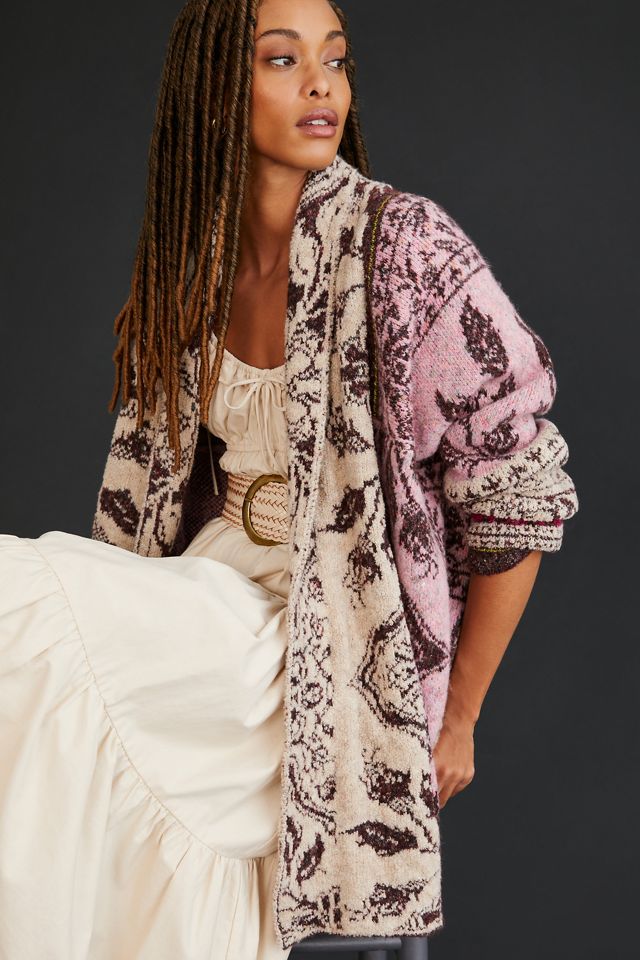 By Anthropologie Jacquard Cocoon Cardigan Sweater #4