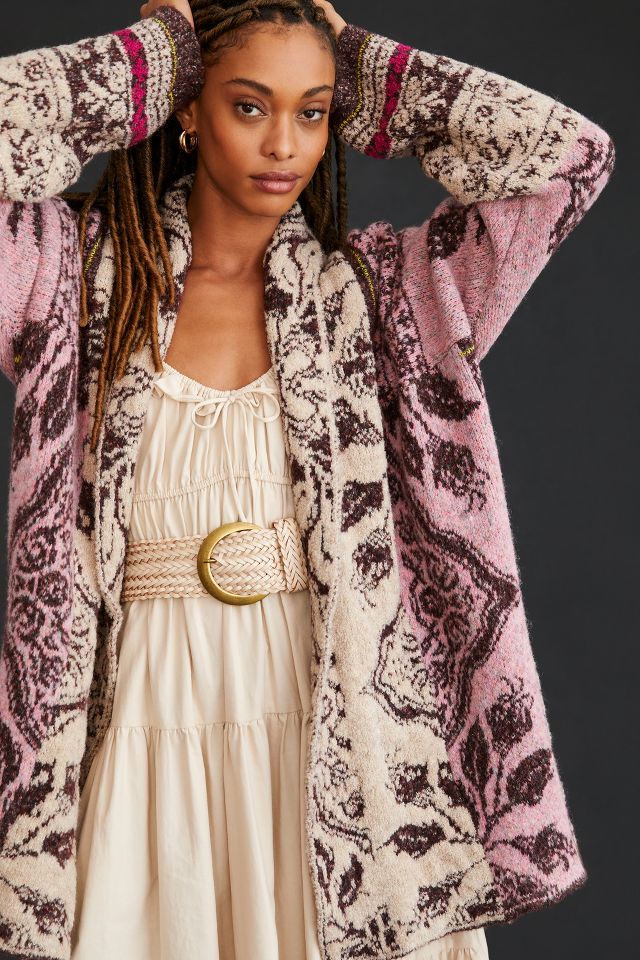 By Anthropologie Jacquard Cocoon Cardigan Sweater