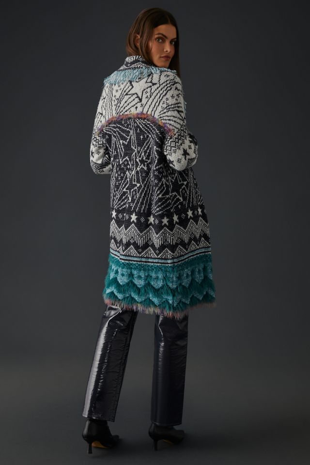 Pilcro Mixed-Pattern Fringed Cardigan Sweater #2