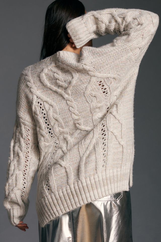 By Anthropologie V-Neck Drama Cable Tunic Sweater #5