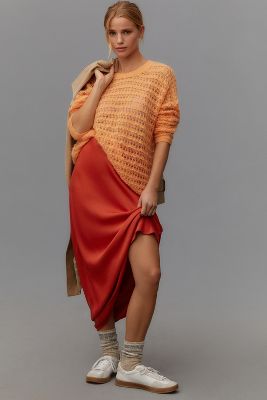 Pilcro Open-stitch Pullover Jumper In Orange