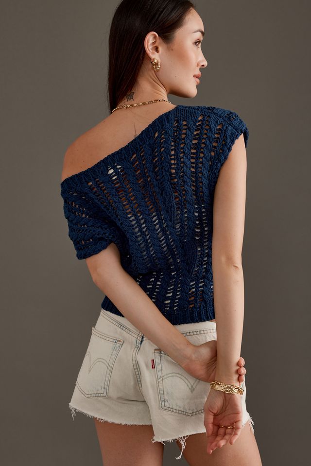 Gilet Débardeur Asymétrique Maeve en Maille Ajourée #2