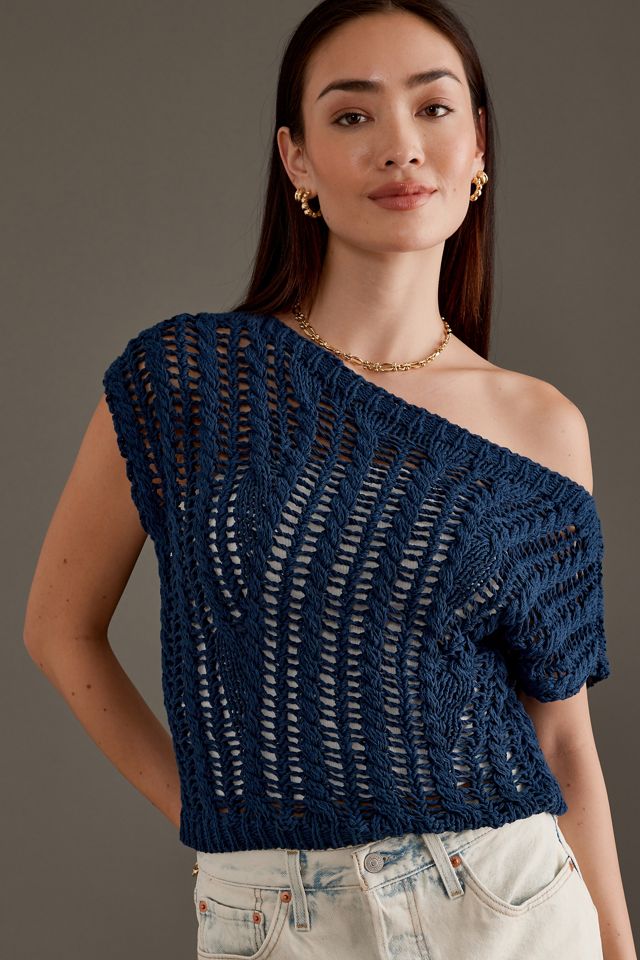Gilet Débardeur Asymétrique Maeve en Maille Ajourée #3