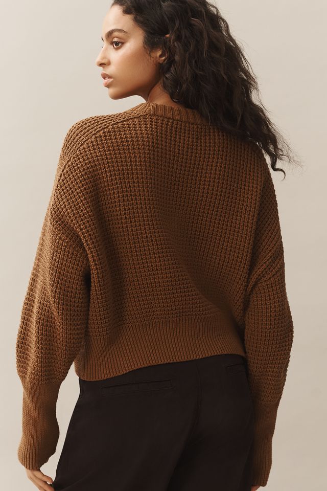 Pilcro Crew-Neck Waffle Sweater #1
