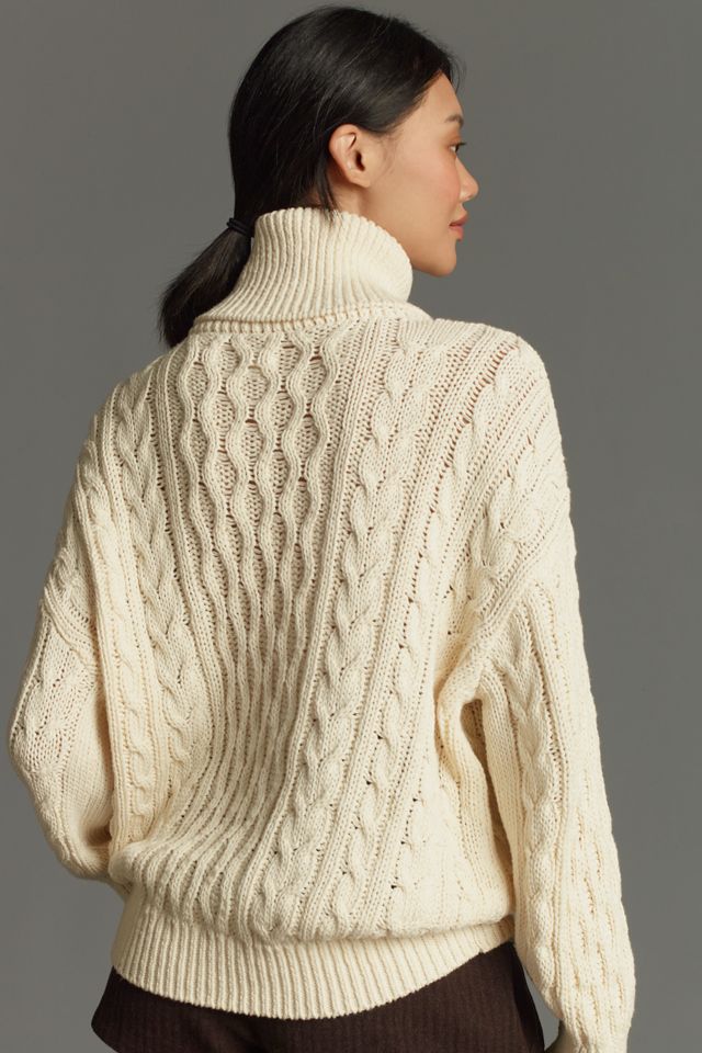 Pilcro Oversized Turtleneck Cable-Knit Sweater #1
