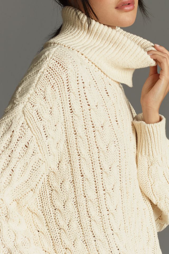 Pilcro Oversized Turtleneck Cable-Knit Sweater #3