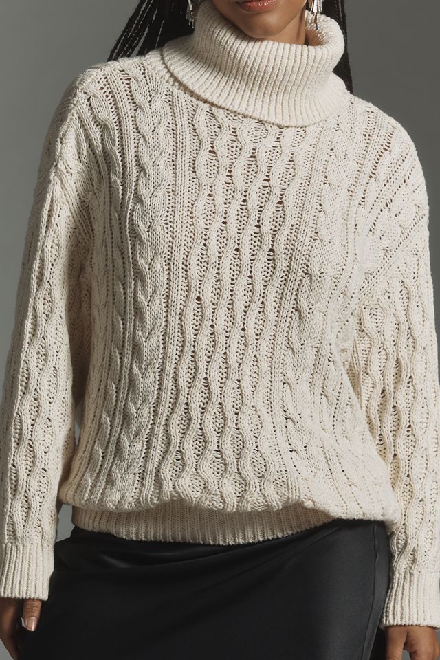 Pilcro Oversized Turtleneck Cable-Knit Sweater #8