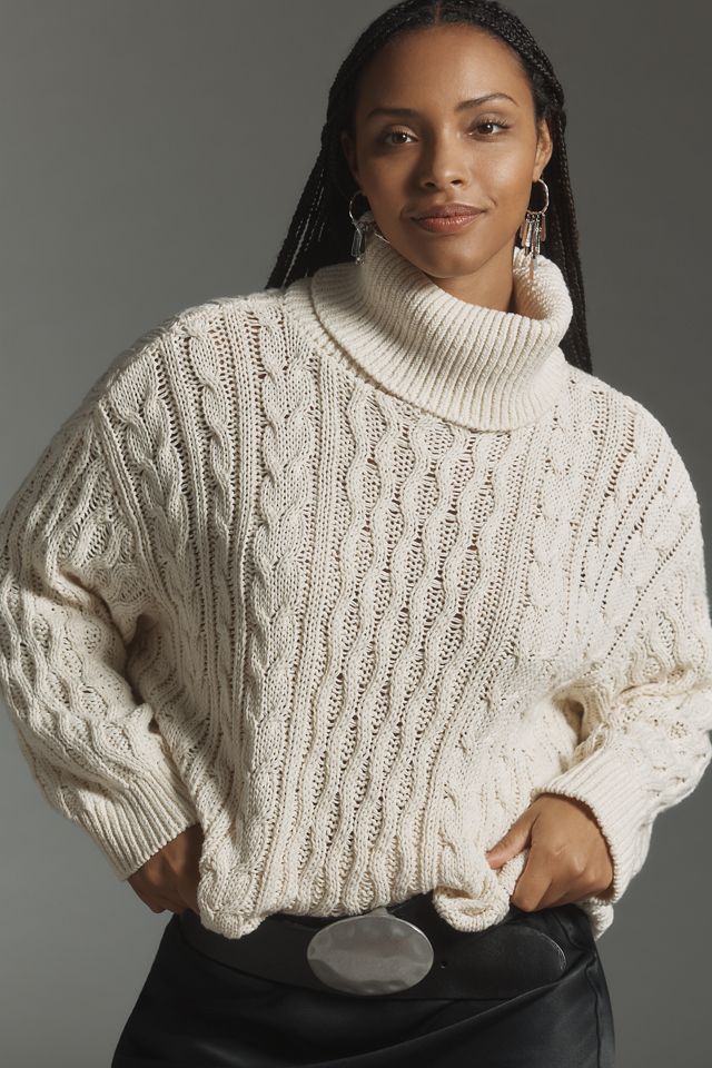 Pilcro Oversized Turtleneck Cable-Knit Sweater #4