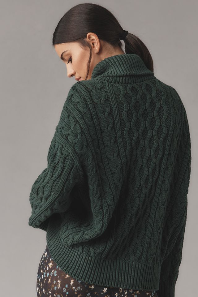 Pilcro Oversized Turtleneck Cable-Knit Sweater #1