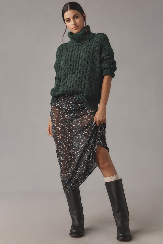 Pilcro Oversized Turtleneck Cable-Knit Sweater #2
