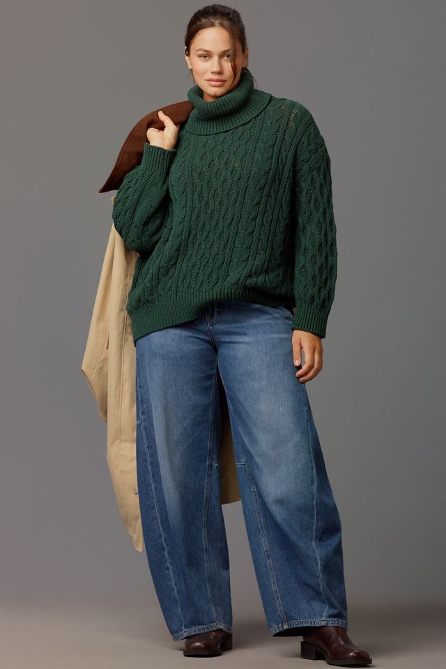 Pilcro Oversized Turtleneck Cable-Knit Sweater #6