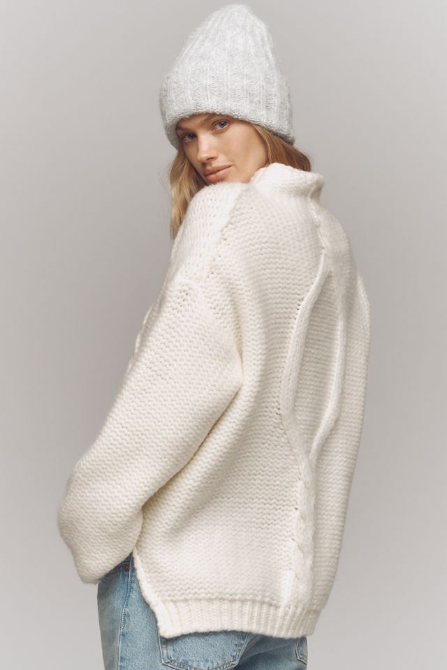 Maeve Relaxed Mock-Neck Cable-Knit Sweater #1