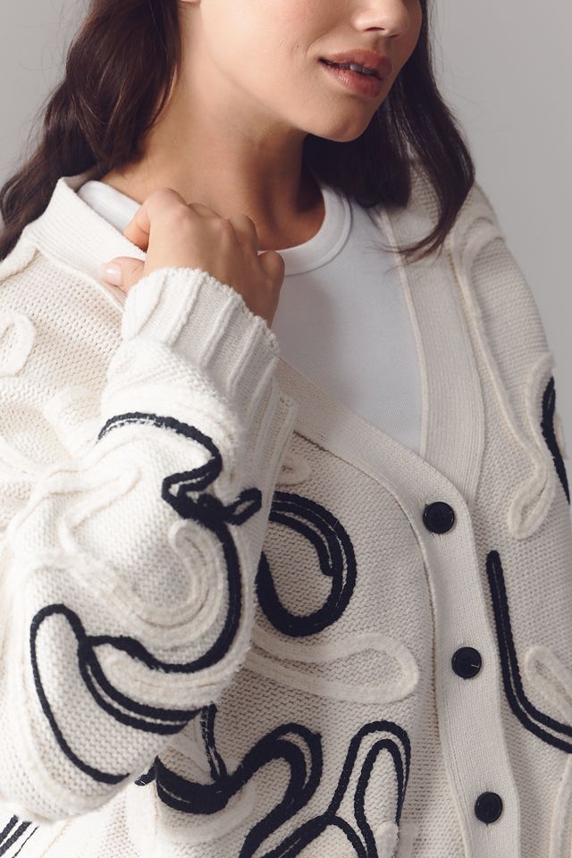 Pilcro Oversized Embroidered Cardigan Sweater | Anthropologie