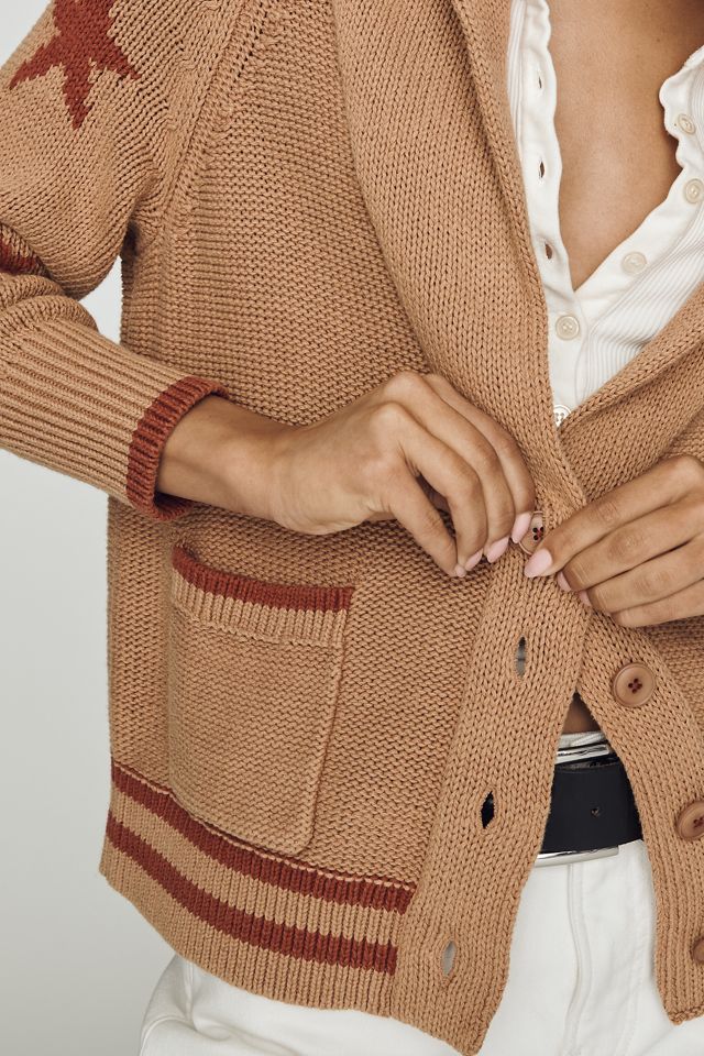 Maeve Shawl Collar American Flag Cardigan Sweater #3