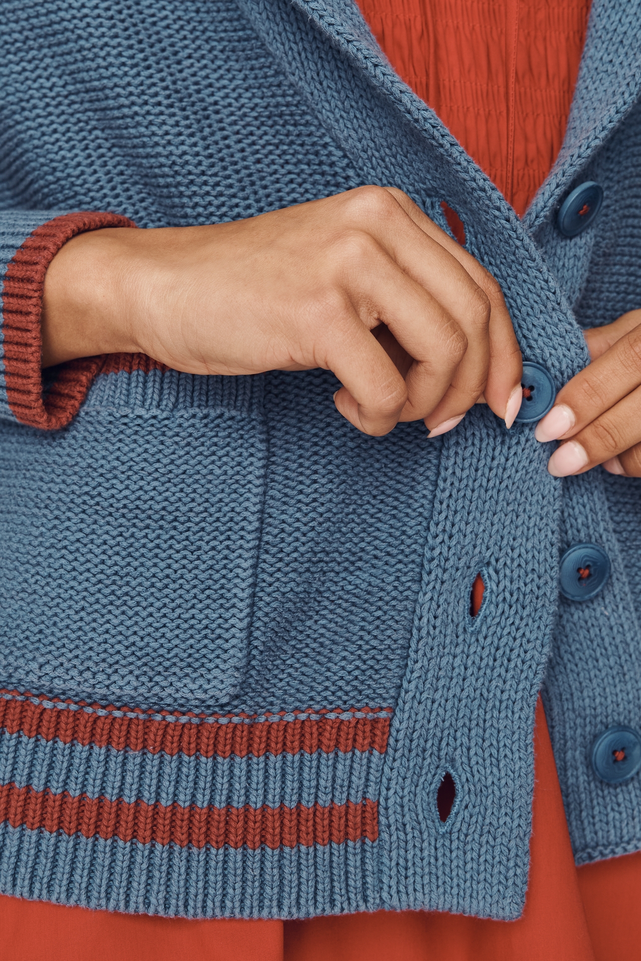 Maeve Shawl Collar American Flag Cardigan Sweater
