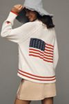 Maeve Shawl Collar American Flag Cardigan Sweater