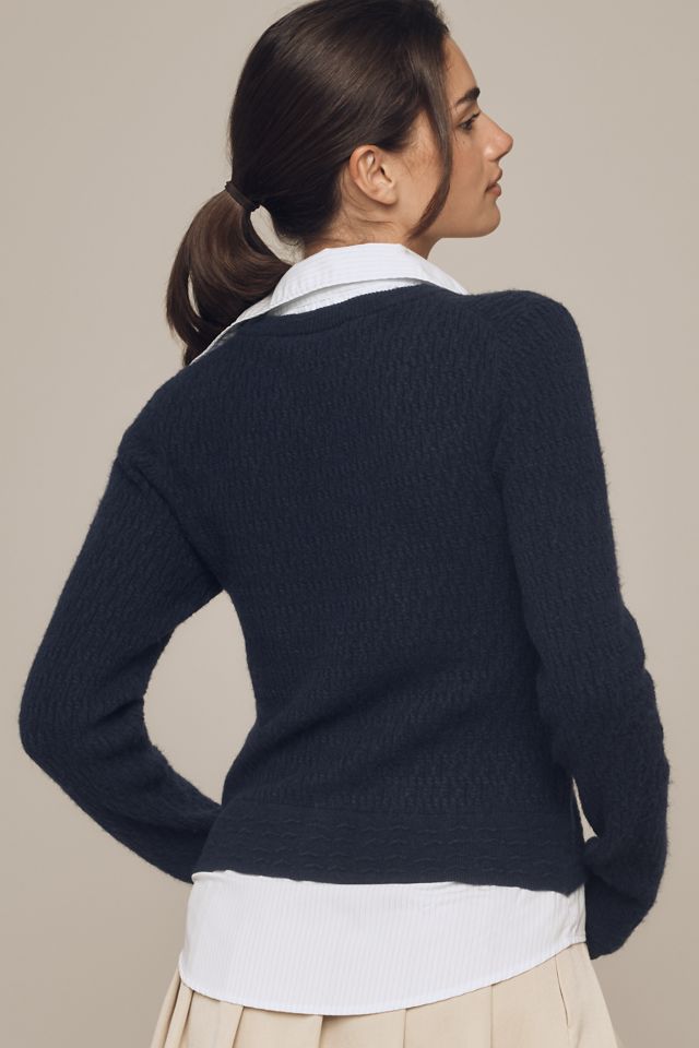 Maeve Twofer Cable-Knit Cardigan Sweater #3