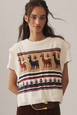 Pilcro Twofer Graphic Sweater In White
