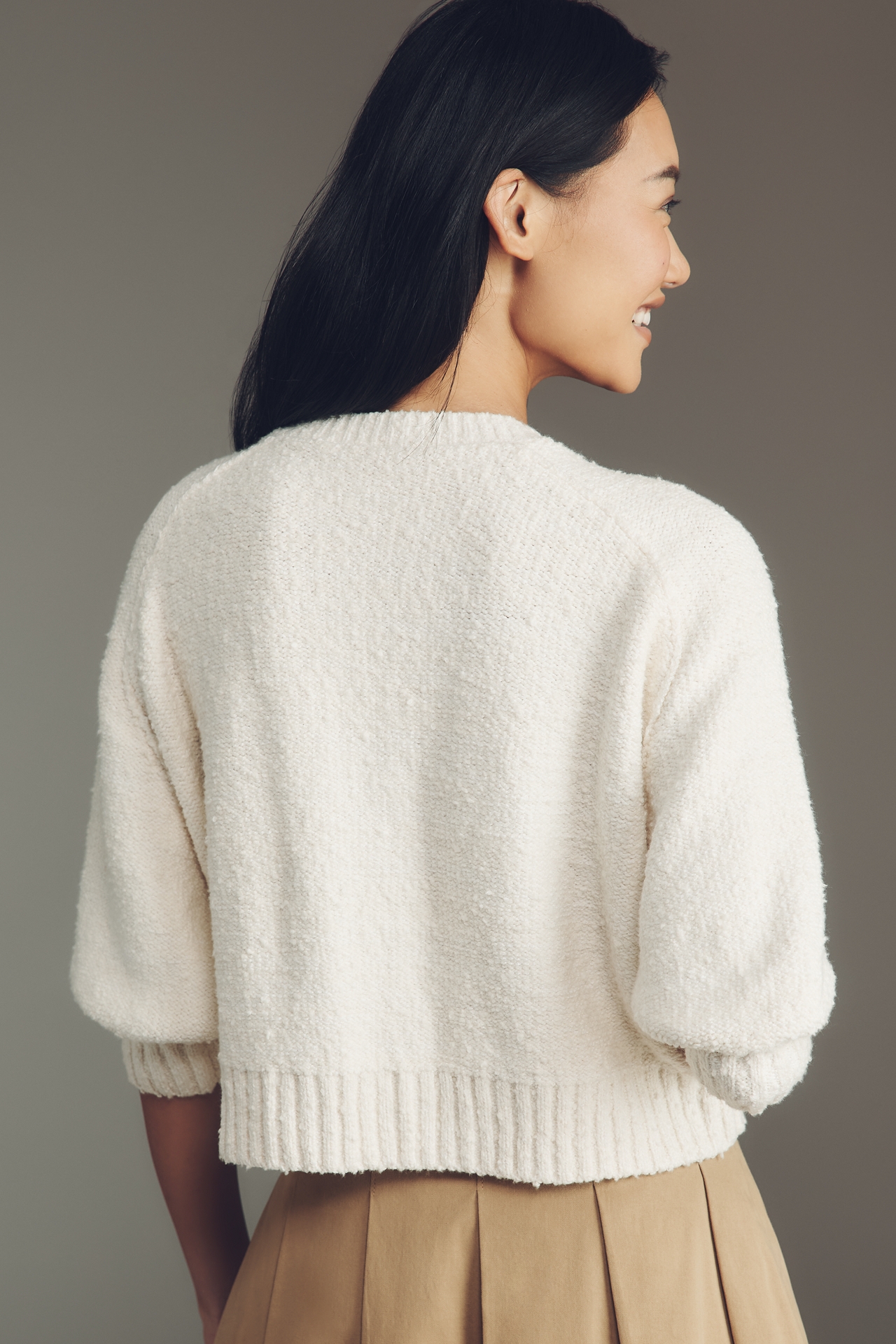 Pilcro Textured Crop Cardigan Sweater