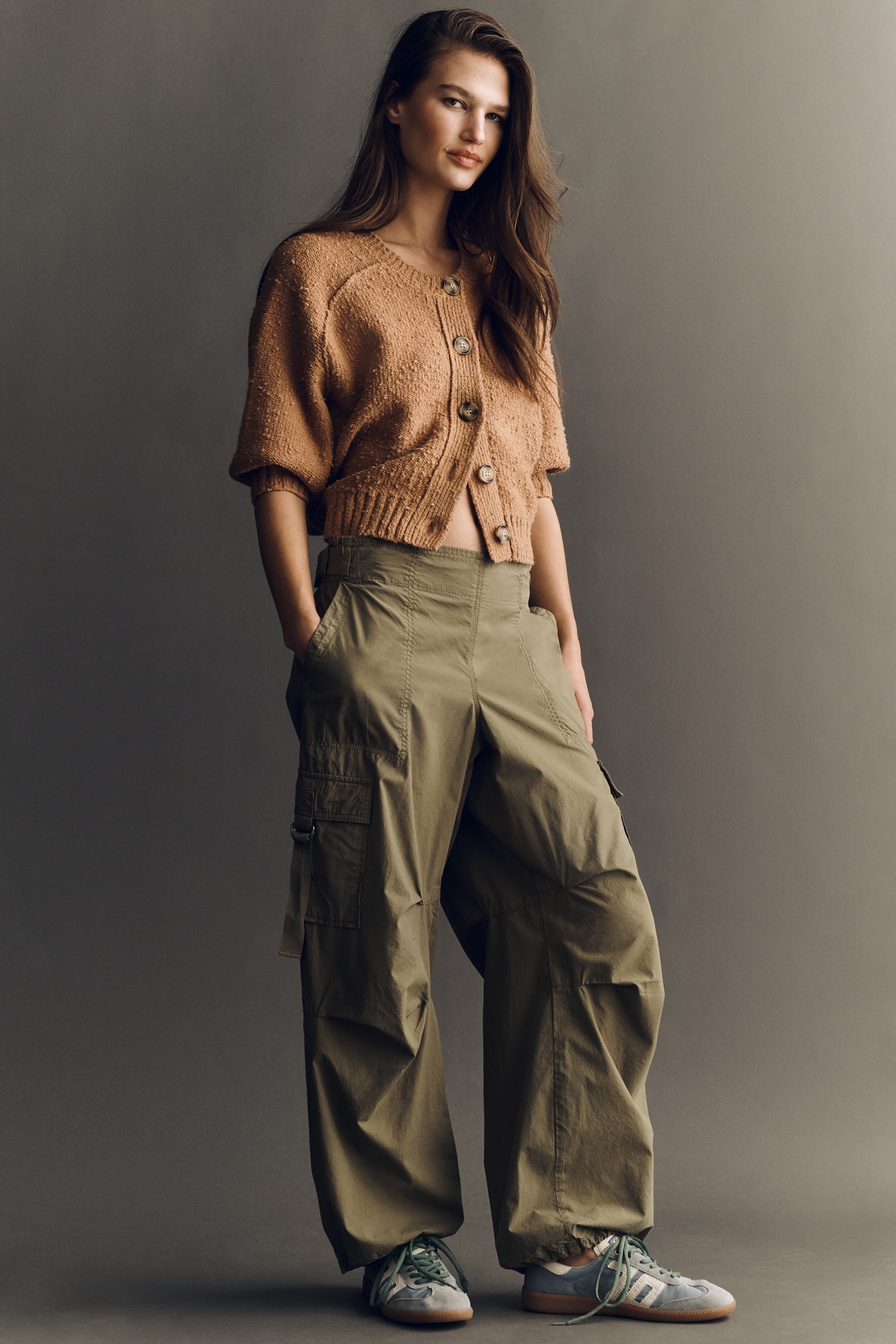 Pilcro Textured Crop Cardigan Sweater