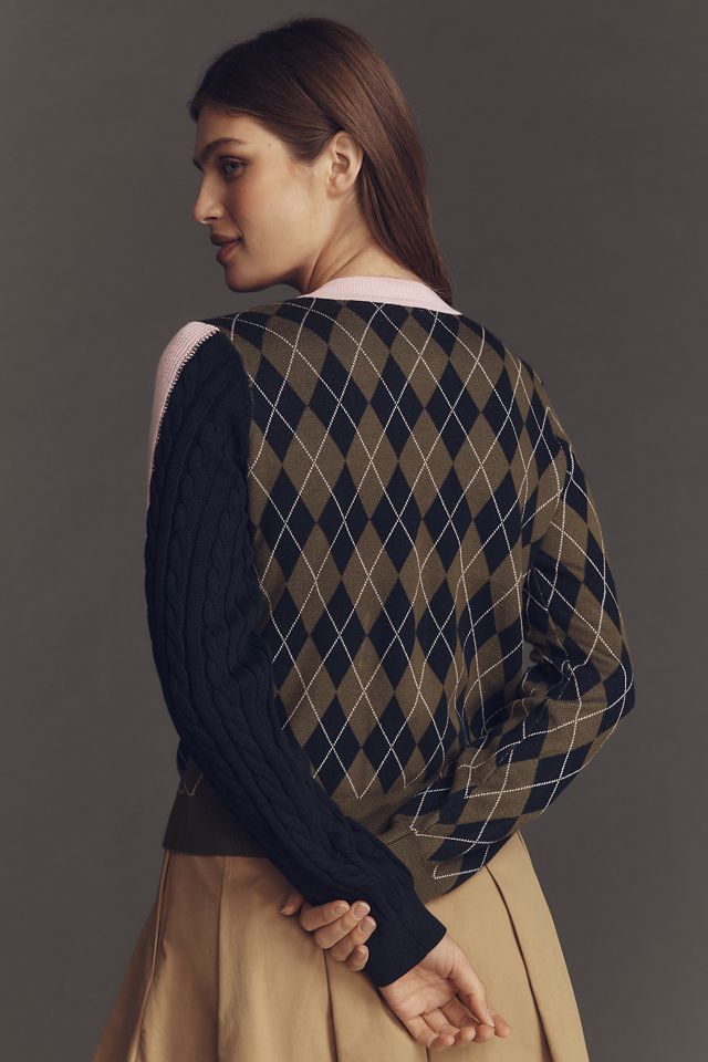 Maeve Mixed Argyle Cardigan Sweater #2