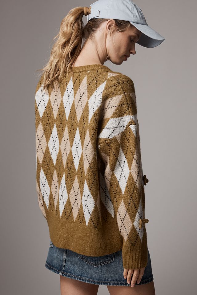 Maeve 3D Bow Argyle Crewneck Sweater #1