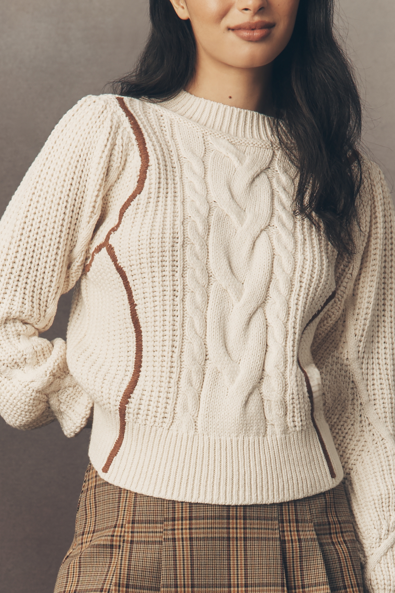 By Anthropologie Mock-Neck Cable-Knit Sweater