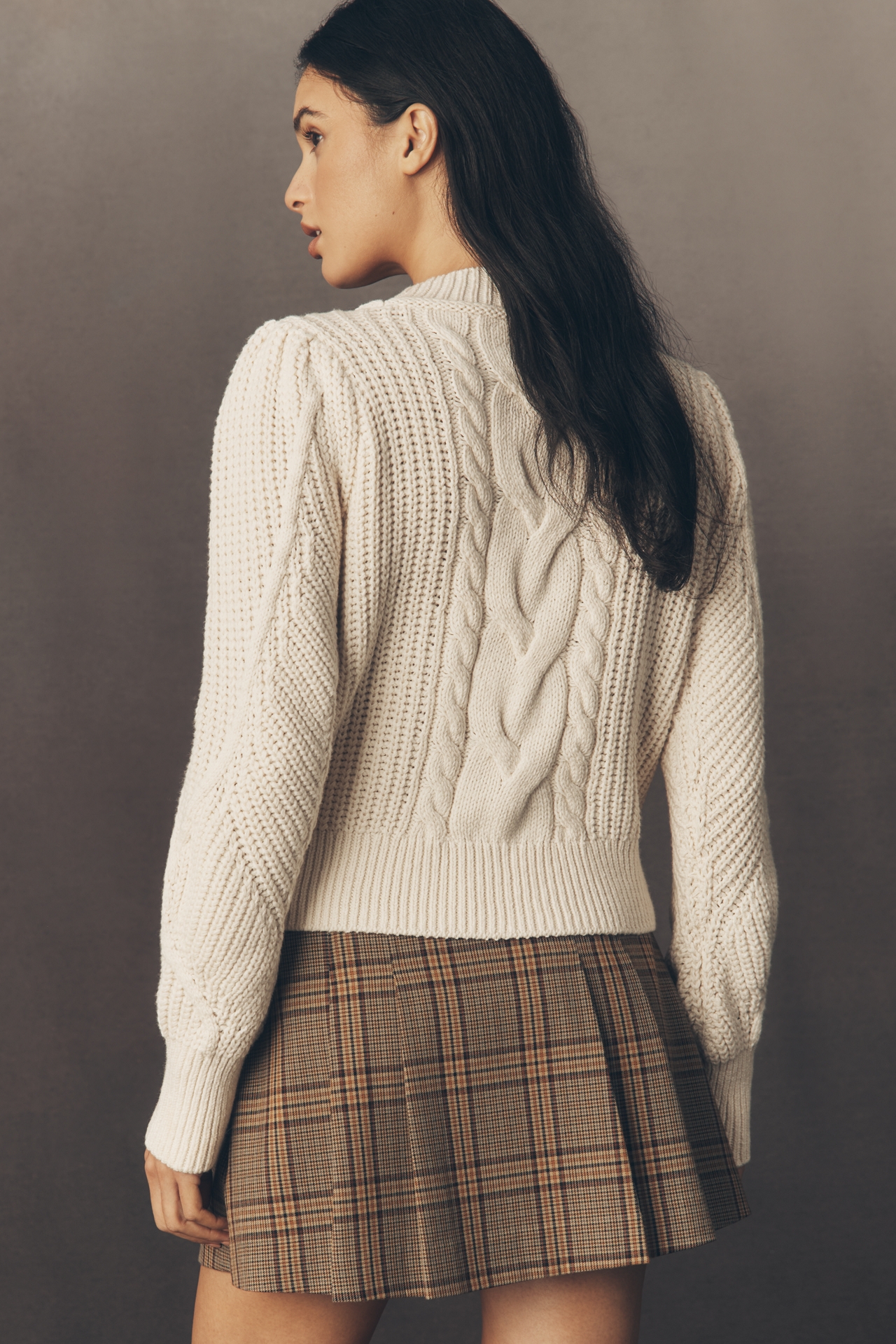 By Anthropologie Mock-Neck Cable-Knit Sweater