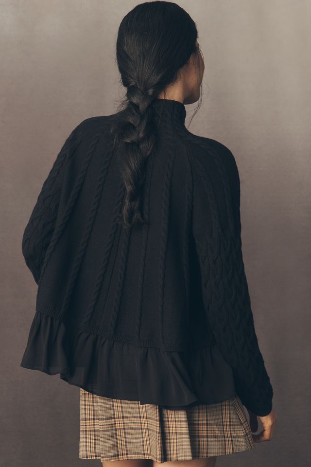 By Anthropologie Mock-Neck Sheer Mixed Media Sweater #2