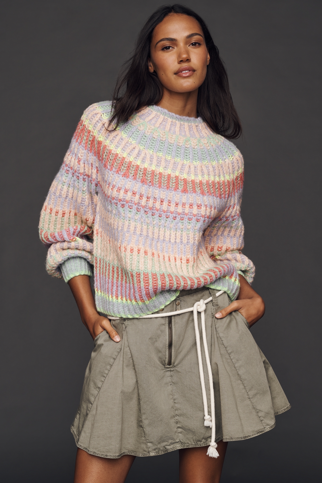 Maeve Mock-Neck Chunky Wool-Blend Sweater