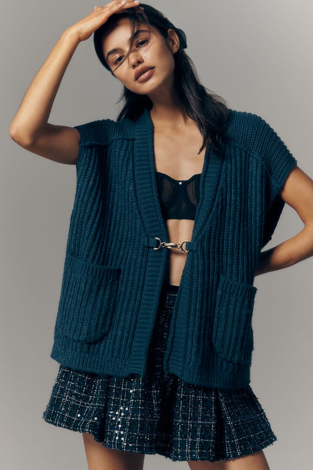 Maeve Sleeveless V-Neck Buckle Cardigan Sweater #2