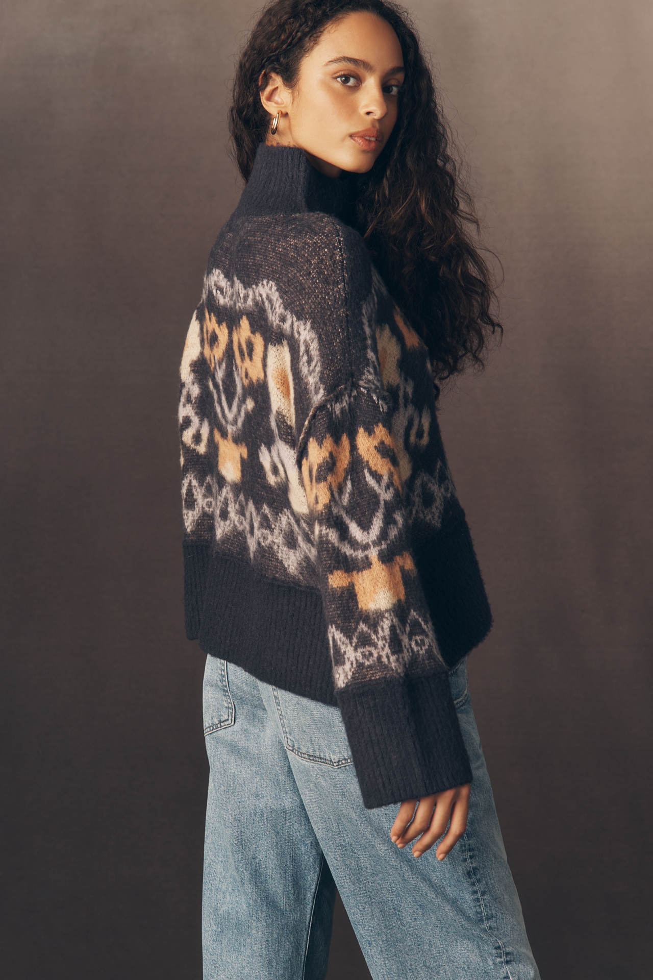 By Anthropologie Mock-Neck Brushed Sweater