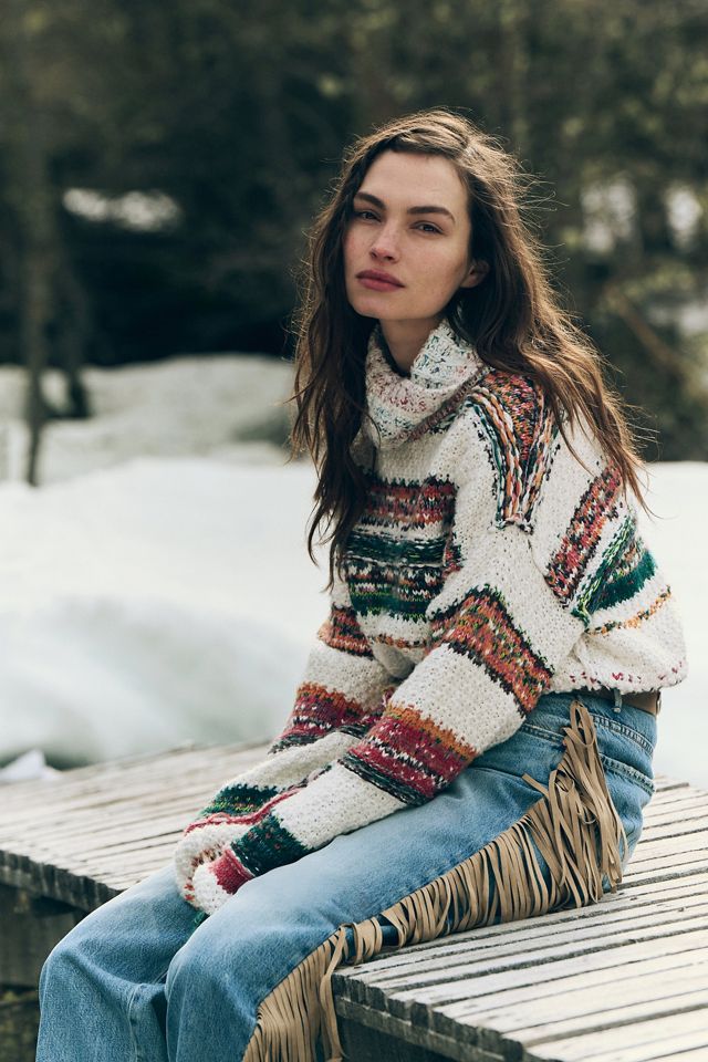 Pilcro Patchwork Turtleneck Sweater #1