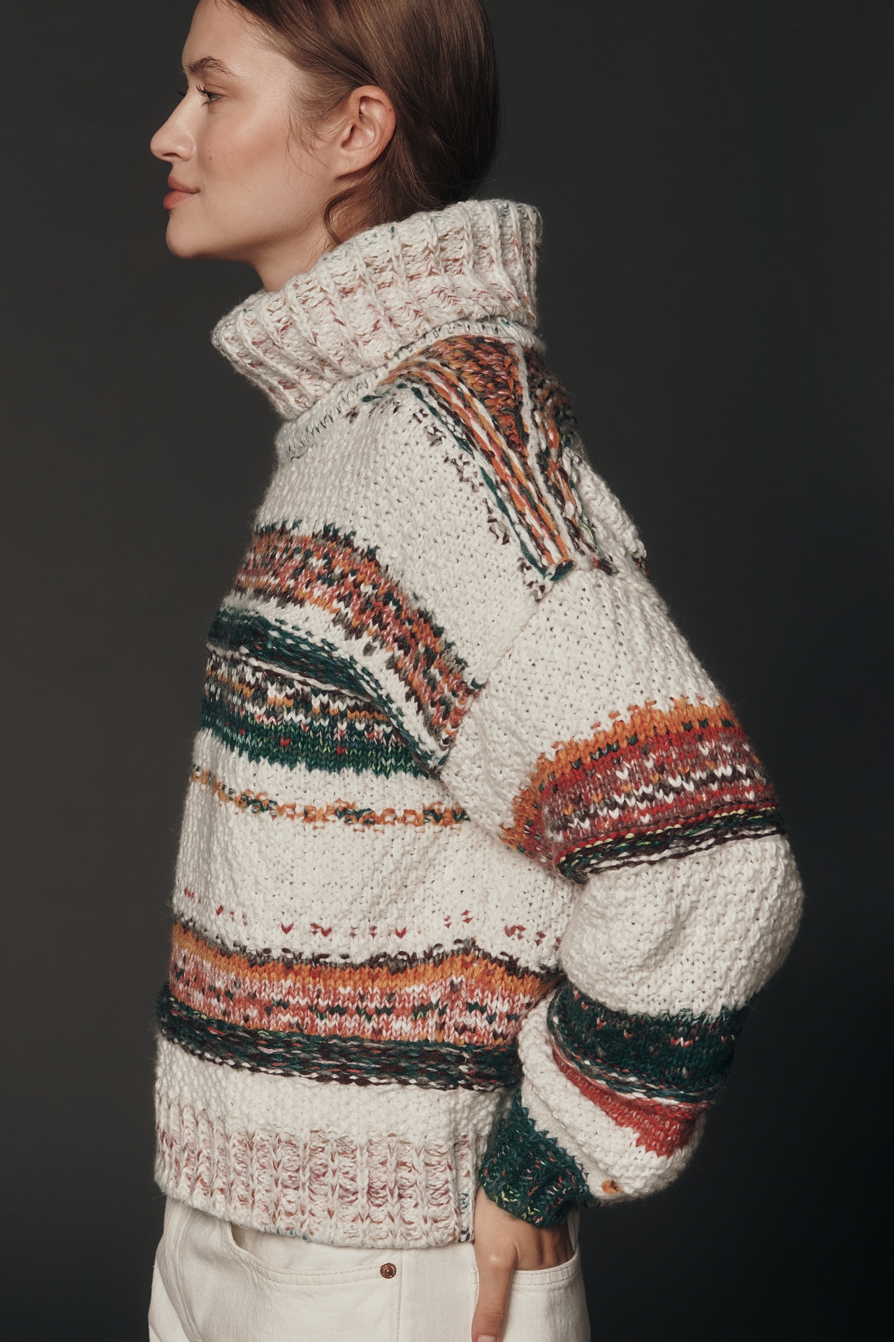 Pilcro Patchwork Turtleneck Sweater