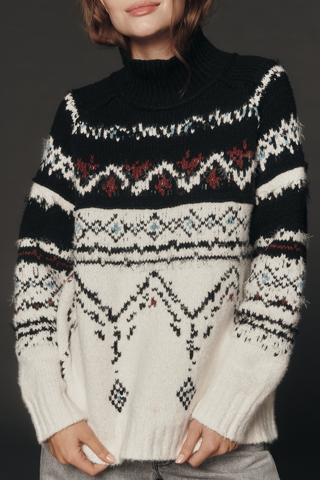 Pilcro Cotton Blend Fairisle Sweater