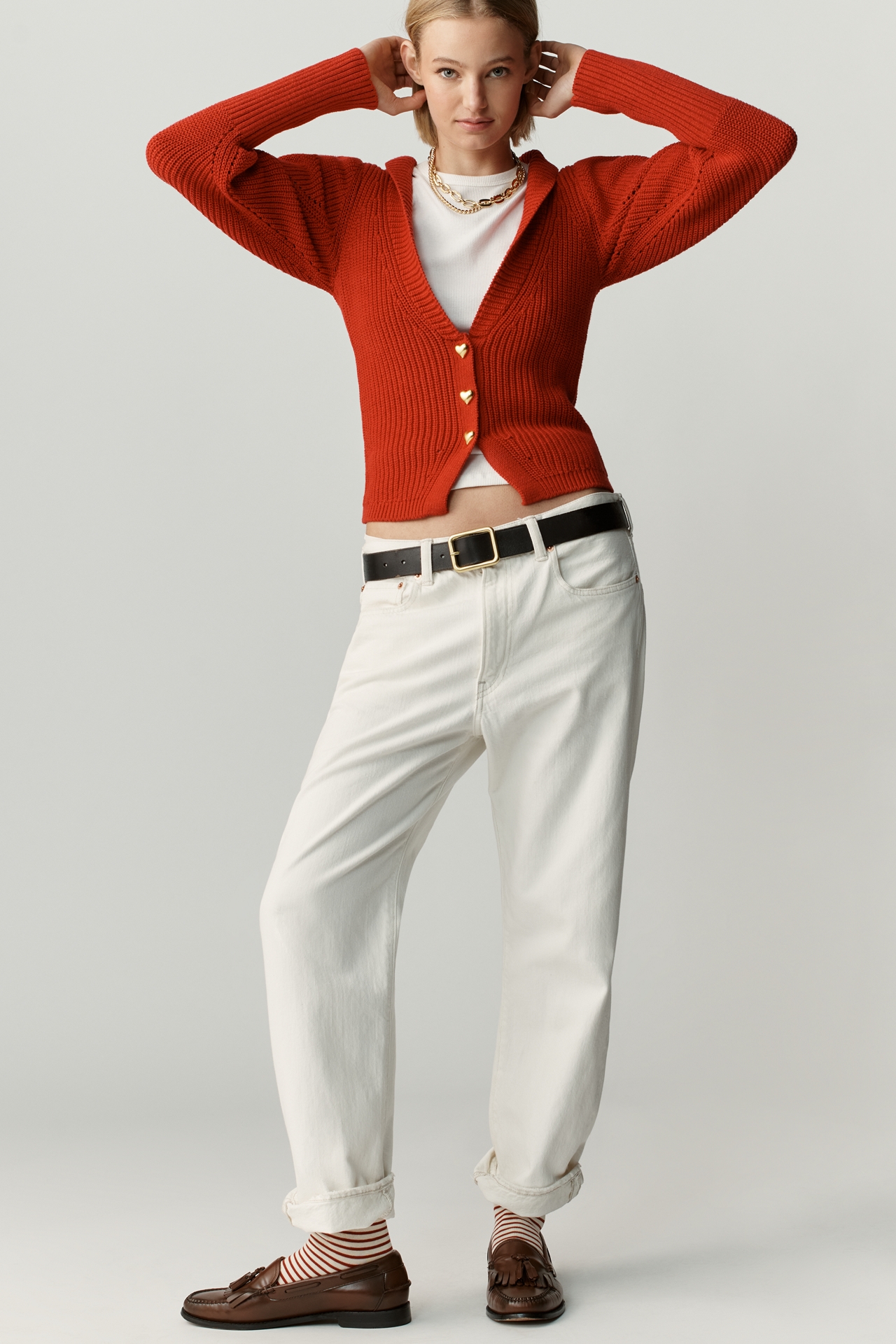 Maeve V-Neck Heart Cardigan Sweater