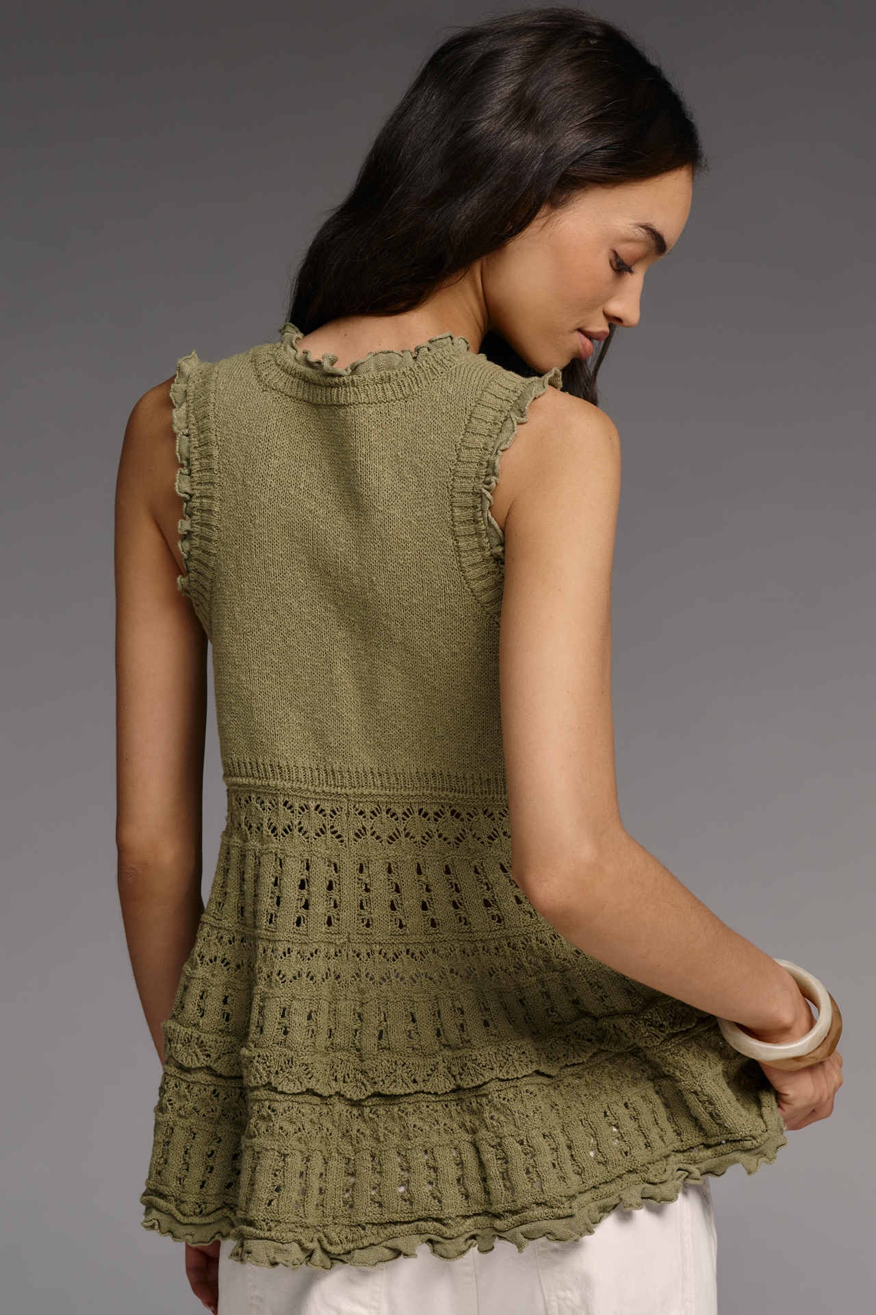 By Anthropologie Sleeveless Pointelle Sweater