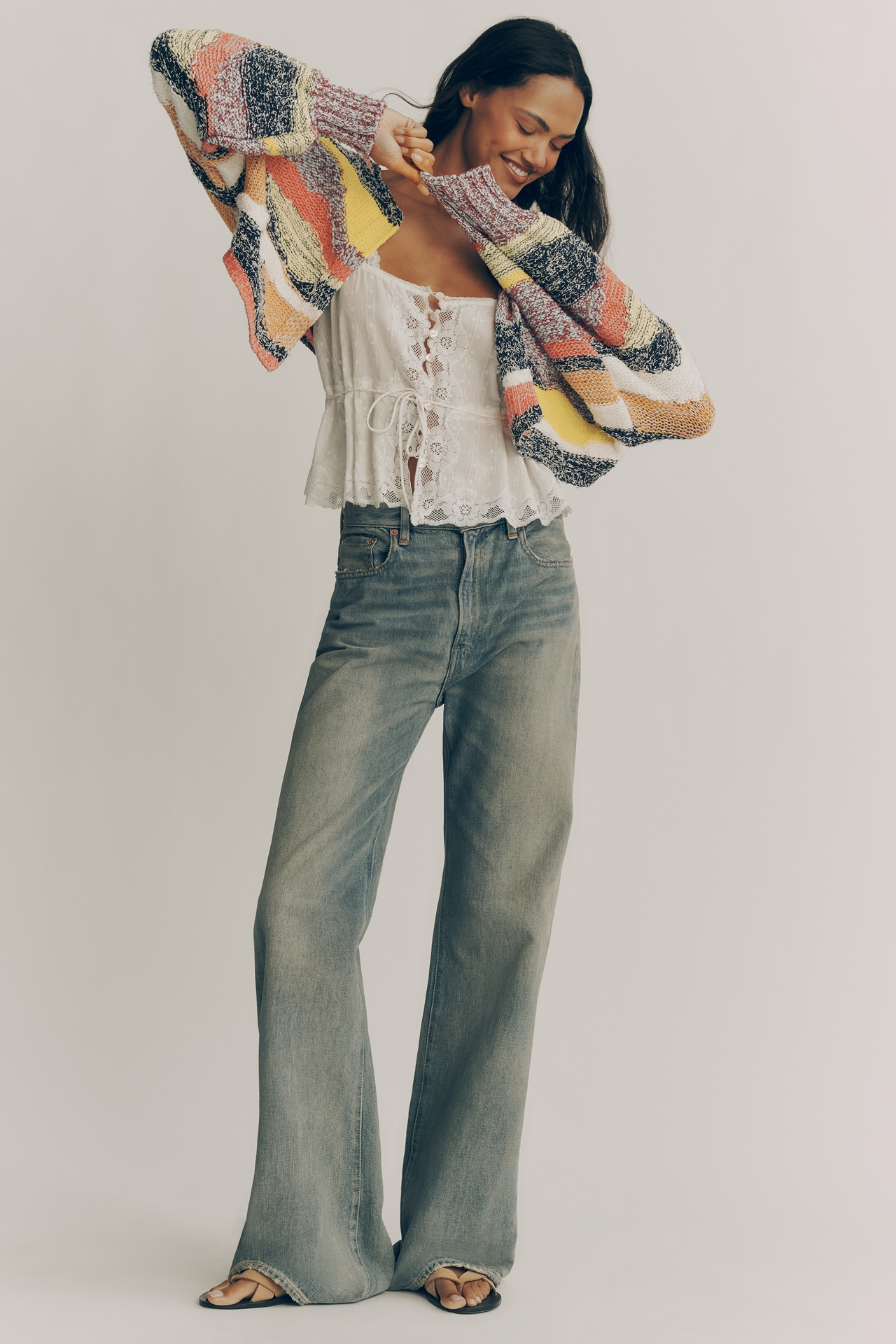 Pilcro Long-Sleeve Crew-Neck Cardigan Sweater