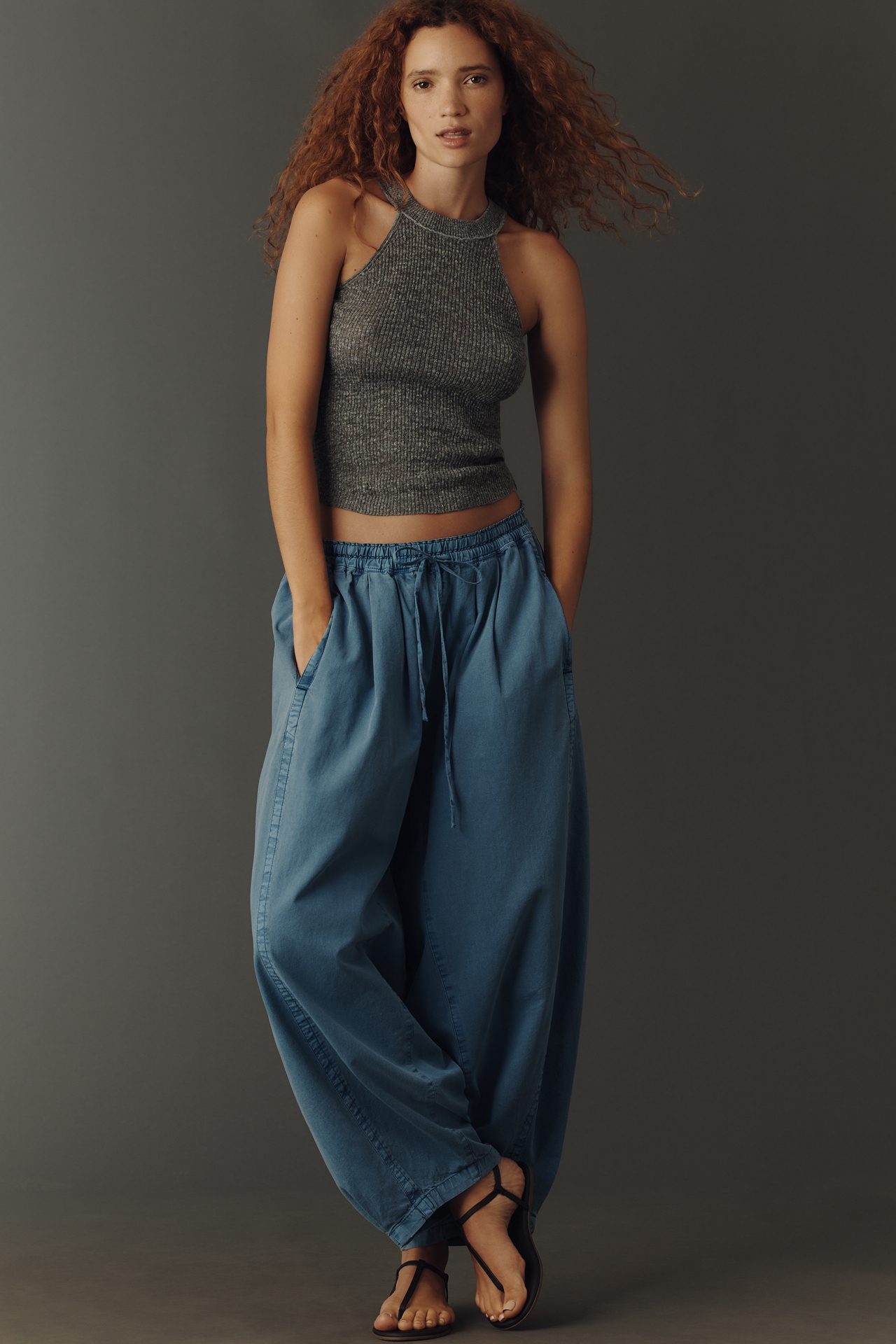 Pilcro Linen Halter Crop Tank