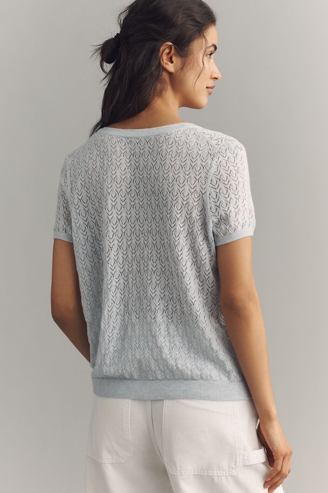 Juliet Pointelle Cardigan Sweater Tee #2