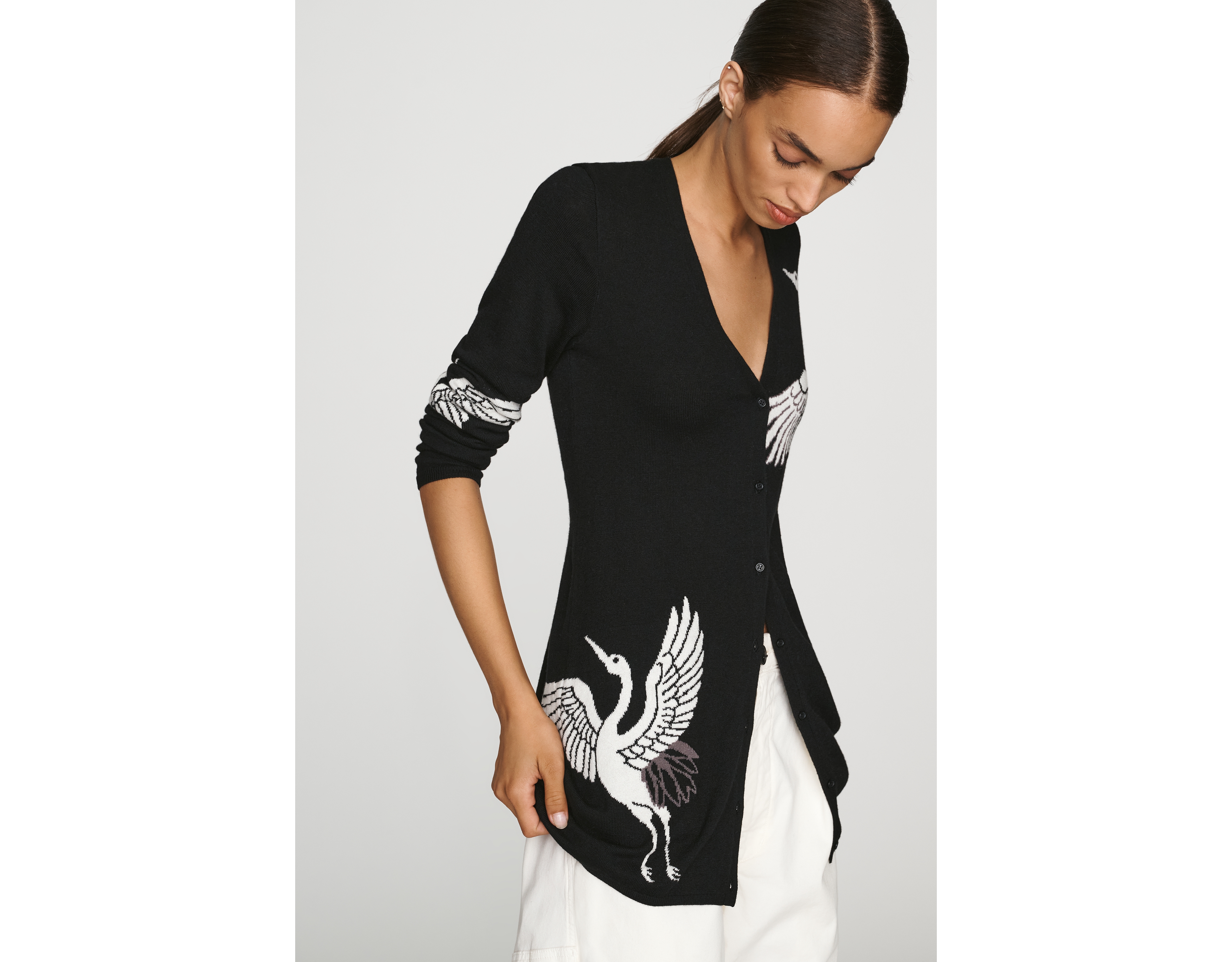 Maeve Deep-V Fitted Cardigan